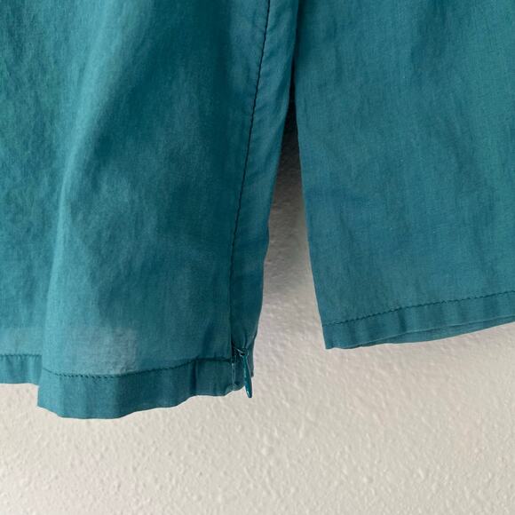 Loft babydoll bell sleeve beaded neckline cotton fairy Boho hippie teal blue M - Picture 3 of 12